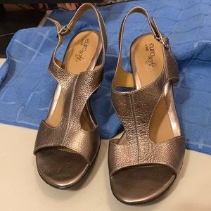 Sandals. 2 1/2” heel (3 1/2 with 1” platform).